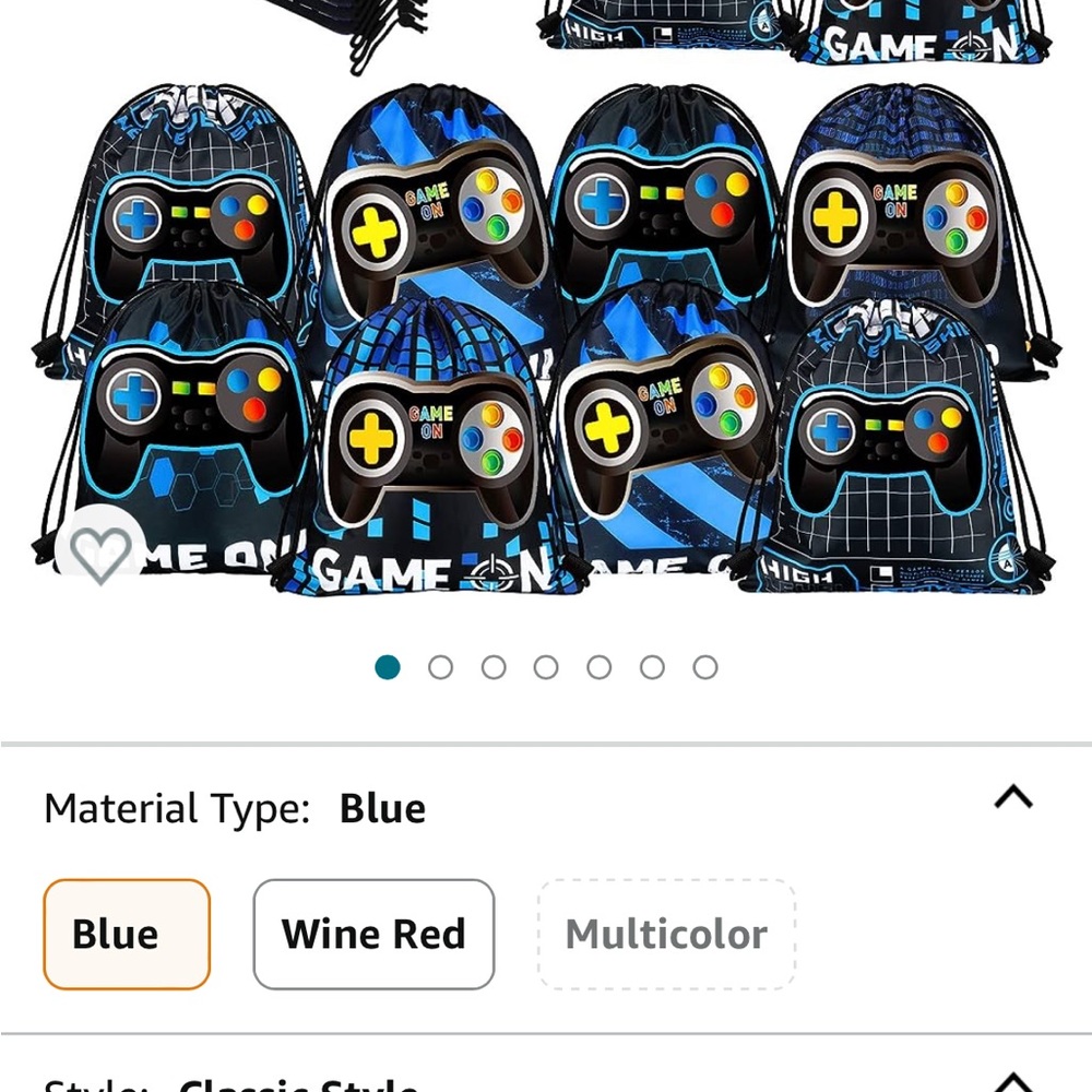 Pack of 8 gamers drawstring party bags and party supplies
